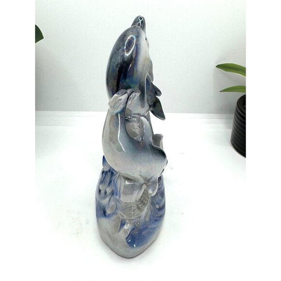 Ceramic Dolphin Trio Figurine With Iridescent Finish - Picture 5 of 9